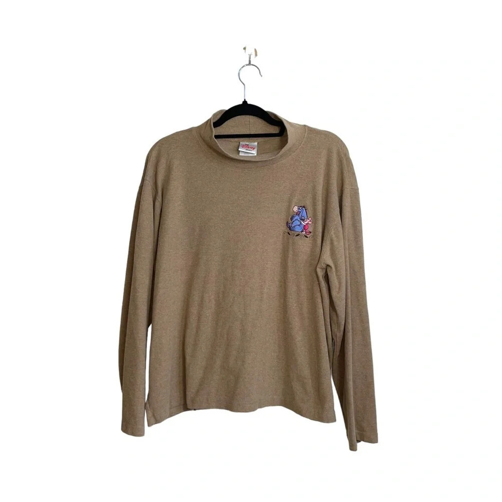 Disney Tan Embroidered Eeyore & Piglet Rib Turtleneck Sweater Xlarge Women’s